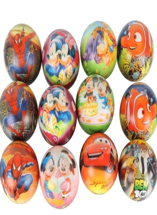FULLFILLS 12 Pcs Soft Foam Sponge Balls with Cartoon and Other Prints Light Weight Multicolour - Image 1
